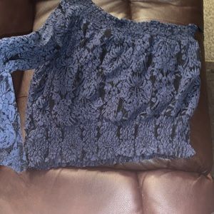 Purple/Blue lace one sleeve shirt